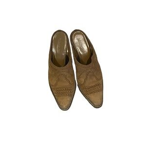 Coldwater Creek Leather Mule Heels Size 7 Pointed Toe western Cowboy boot